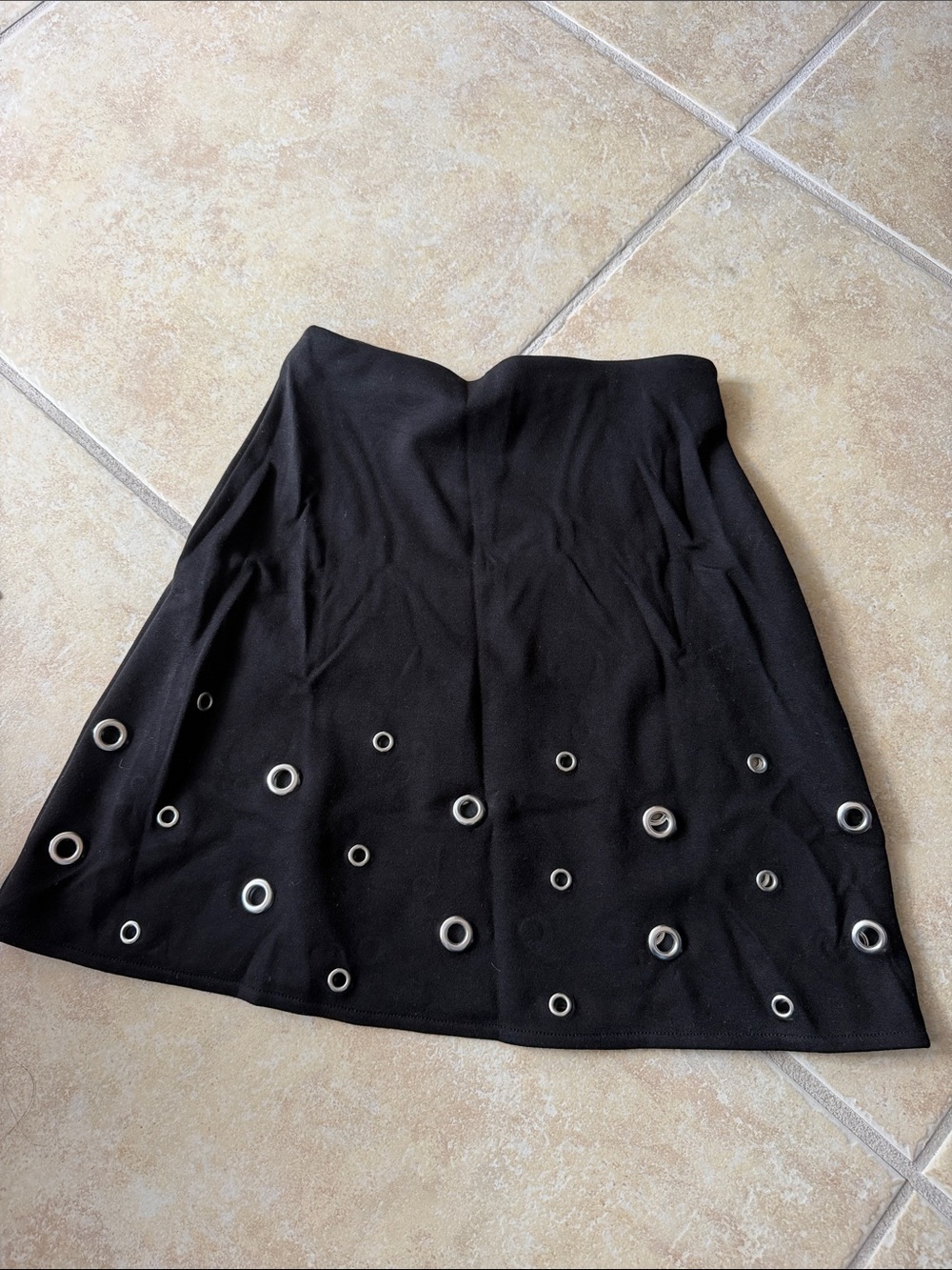 Black A-Line Eyelet Detail Skirt